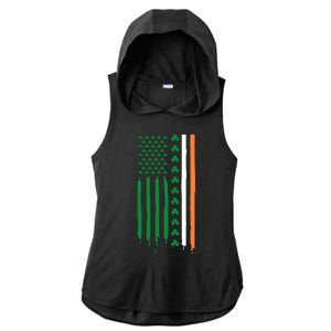 St Patricks Day Usa Flag Funny Gift Ladies PosiCharge Tri-Blend Wicking Draft Hoodie Tank