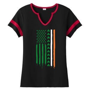 St Patricks Day Usa Flag Funny Gift Ladies Halftime Notch Neck Tee