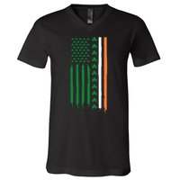 St Patricks Day Usa Flag Funny Gift V-Neck T-Shirt