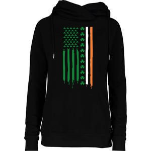 St Patricks Day Usa Flag Funny Gift Womens Funnel Neck Pullover Hood