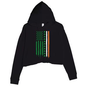 St Patricks Day Usa Flag Funny Gift Crop Fleece Hoodie