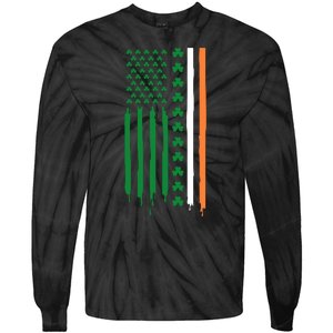 St Patricks Day Usa Flag Funny Gift Tie-Dye Long Sleeve Shirt