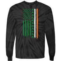 St Patricks Day Usa Flag Funny Gift Tie-Dye Long Sleeve Shirt