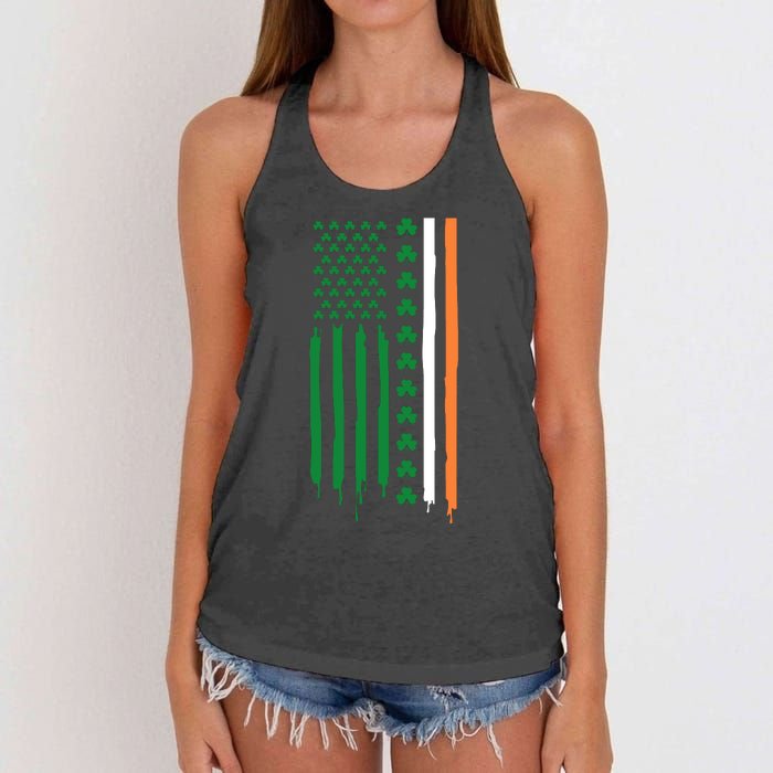 St Patricks Day Usa Flag Funny Gift Women's Knotted Racerback Tank