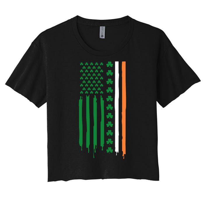 St Patricks Day Usa Flag Funny Gift Women's Crop Top Tee