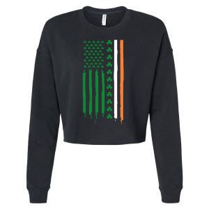 St Patricks Day Usa Flag Funny Gift Cropped Pullover Crew