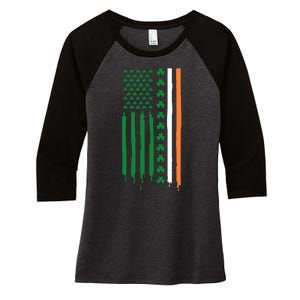 St Patricks Day Usa Flag Funny Gift Women's Tri-Blend 3/4-Sleeve Raglan Shirt