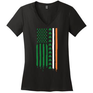 St Patricks Day Usa Flag Funny Gift Women's V-Neck T-Shirt