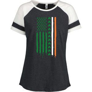 St Patricks Day Usa Flag Funny Gift Enza Ladies Jersey Colorblock Tee