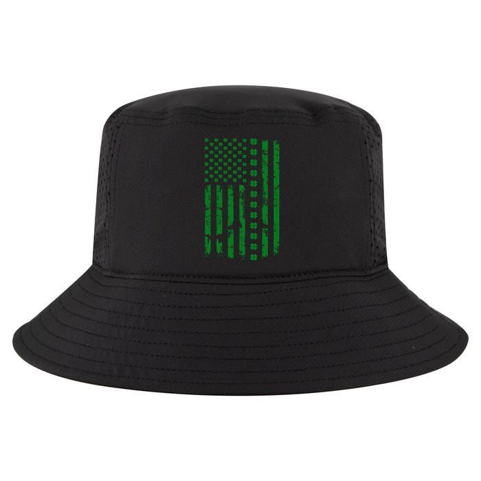 St Patrick's Day Distressed American Flag Shamrock Cool Comfort Performance Bucket Hat