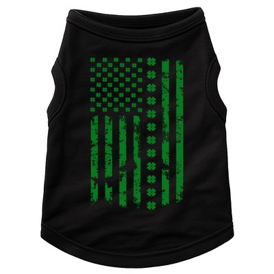 St Patrick's Day Distressed American Flag Shamrock Doggie Tank