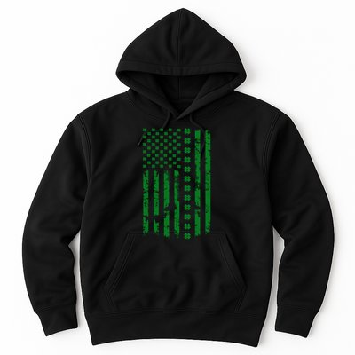 St Patrick's Day Distressed American Flag Shamrock Hoodie