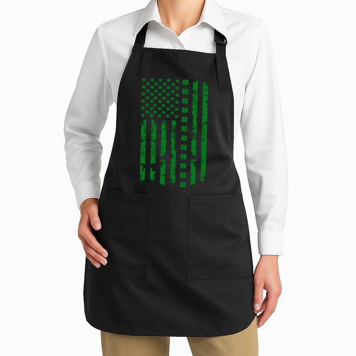 St Patrick's Day Distressed American Flag Shamrock Apron