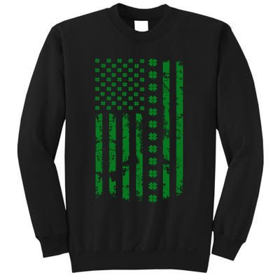 St Patrick's Day Distressed American Flag Shamrock Sweatshirt