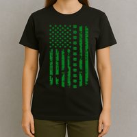 St Patrick's Day Distressed American Flag Shamrock T-Shirt