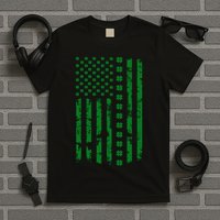 St Patrick's Day Distressed American Flag Shamrock T-Shirt