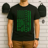 St Patrick's Day Distressed American Flag Shamrock T-Shirt