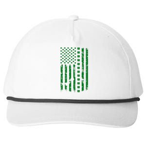 St Patrick's Day Distressed American Flag Shamrock Snapback Five-Panel Rope Hat