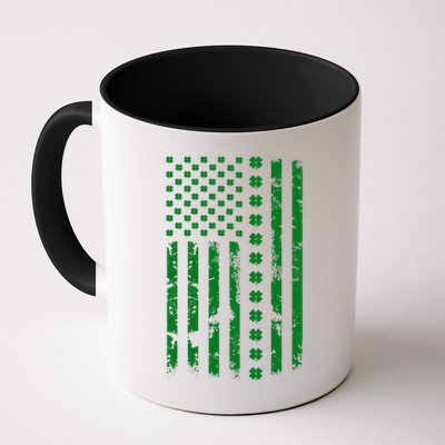 St Patrick's Day Distressed American Flag Shamrock Mug