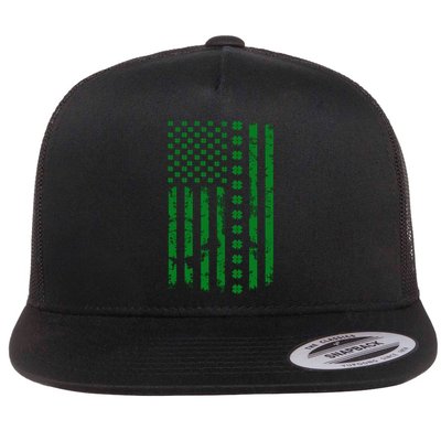 St Patrick's Day Distressed American Flag Shamrock Flatbill Hat