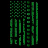 St Patrick's Day Distressed American Flag Shamrock Flat Bill Trucker Hat