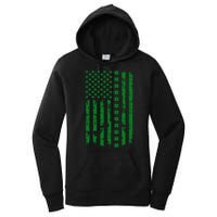 St Patrick's Day Distressed American Flag Shamrock Women's Pullover Hoodie