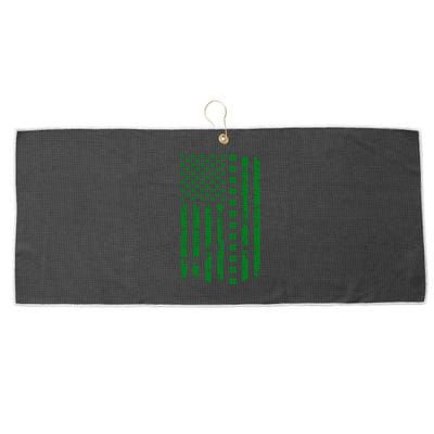 St Patrick's Day Distressed American Flag Shamrock Large Microfiber Waffle Golf Towel