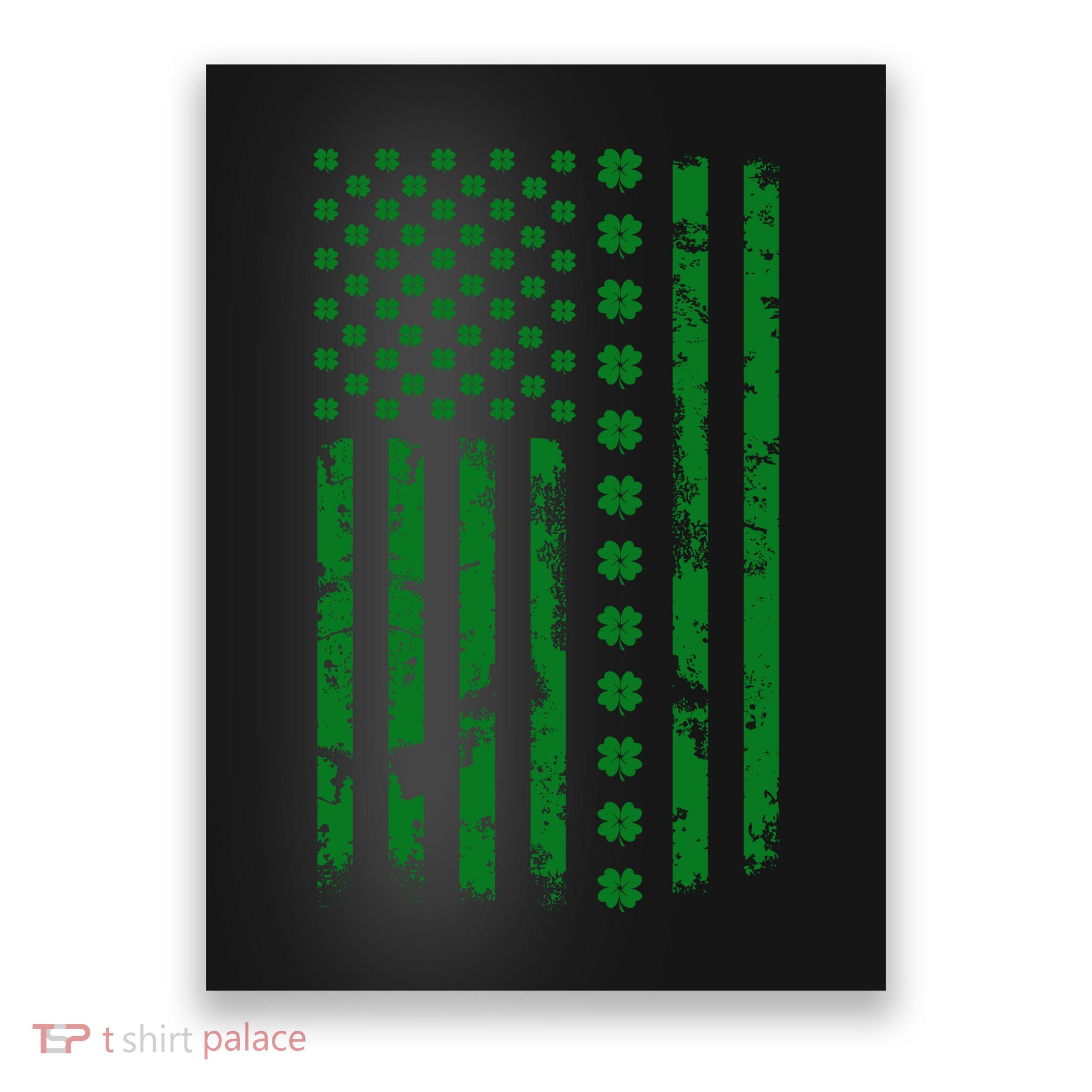 St Patrick's Day Distressed American Flag Shamrock Poster