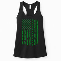 St Patrick's Day Distressed American Flag Shamrock Womens Tank Top