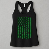 St Patrick's Day Distressed American Flag Shamrock Womens Tank Top