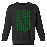 St Patrick's Day Distressed American Flag Shamrock Toddler Sweatshirt