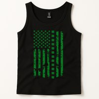 St Patrick's Day Distressed American Flag Shamrock Tank Top