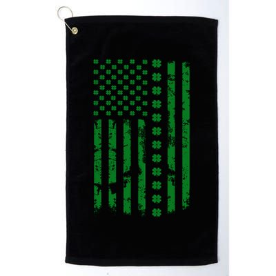 St Patrick's Day Distressed American Flag Shamrock Golf Towel