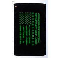 St Patrick's Day Distressed American Flag Shamrock Golf Towel