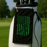 St Patrick's Day Distressed American Flag Shamrock Golf Towel