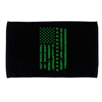 St Patrick's Day Distressed American Flag Shamrock Microfiber Hand Towel