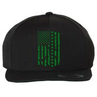 St Patrick's Day Distressed American Flag Shamrock Wool Snapback Cap