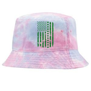 St Patrick's Day Distressed American Flag Shamrock Tie-Dyed Bucket Hat