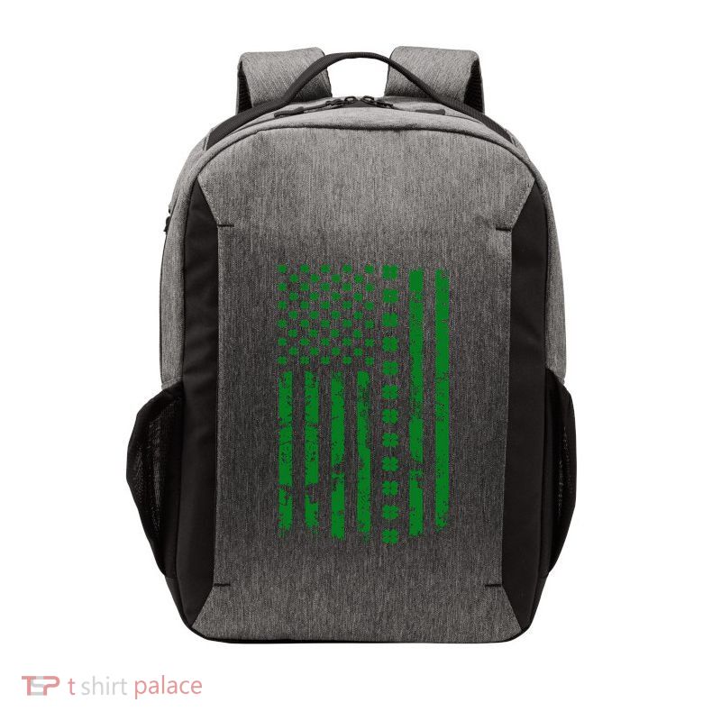 St Patrick's Day Distressed American Flag Shamrock Vector Backpack