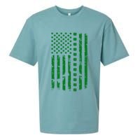St Patrick's Day Distressed American Flag Shamrock Sueded Cloud Jersey T-Shirt