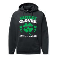 St Patricks Day Cutest Clover In The Patch Performance Fleece Hoodie