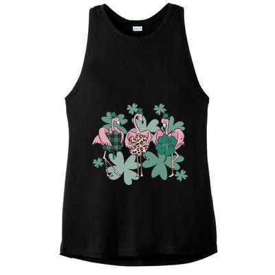 St Patrick's Day Flamingo Ladies PosiCharge Tri-Blend Wicking Tank