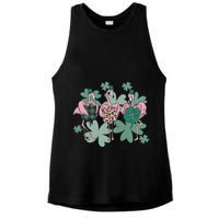 St Patrick's Day Flamingo Ladies PosiCharge Tri-Blend Wicking Tank
