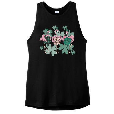 St Patrick's Day Flamingo Ladies PosiCharge Tri-Blend Wicking Tank