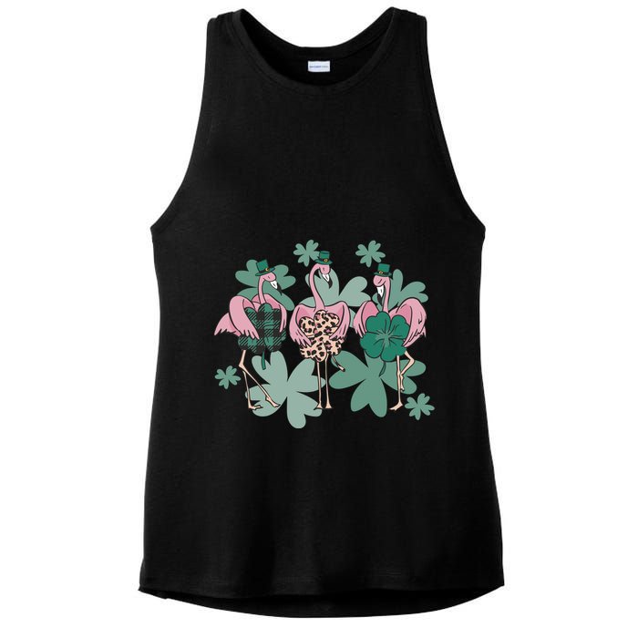St Patrick's Day Flamingo Ladies PosiCharge Tri-Blend Wicking Tank