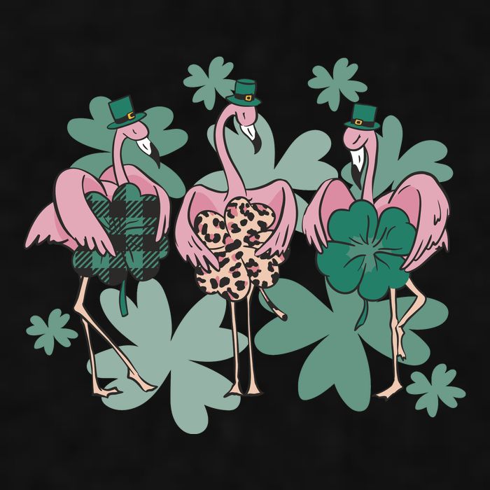 St Patrick's Day Flamingo Ladies PosiCharge Tri-Blend Wicking Tank