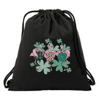 St Patrick's Day Flamingo Drawstring Bag