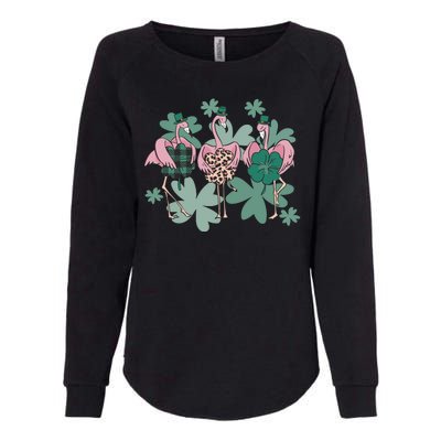 St Patrick's Day Flamingo Womens California Wash Sweatshirt