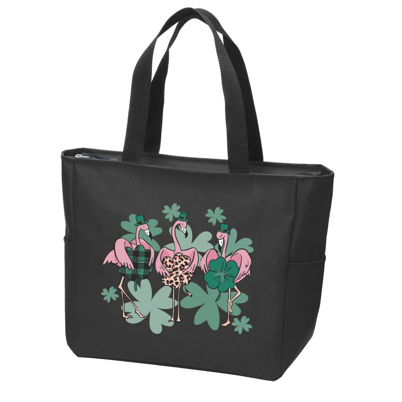 St Patrick's Day Flamingo Zip Tote Bag