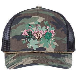 St Patrick's Day Flamingo Retro Rope Trucker Hat Cap